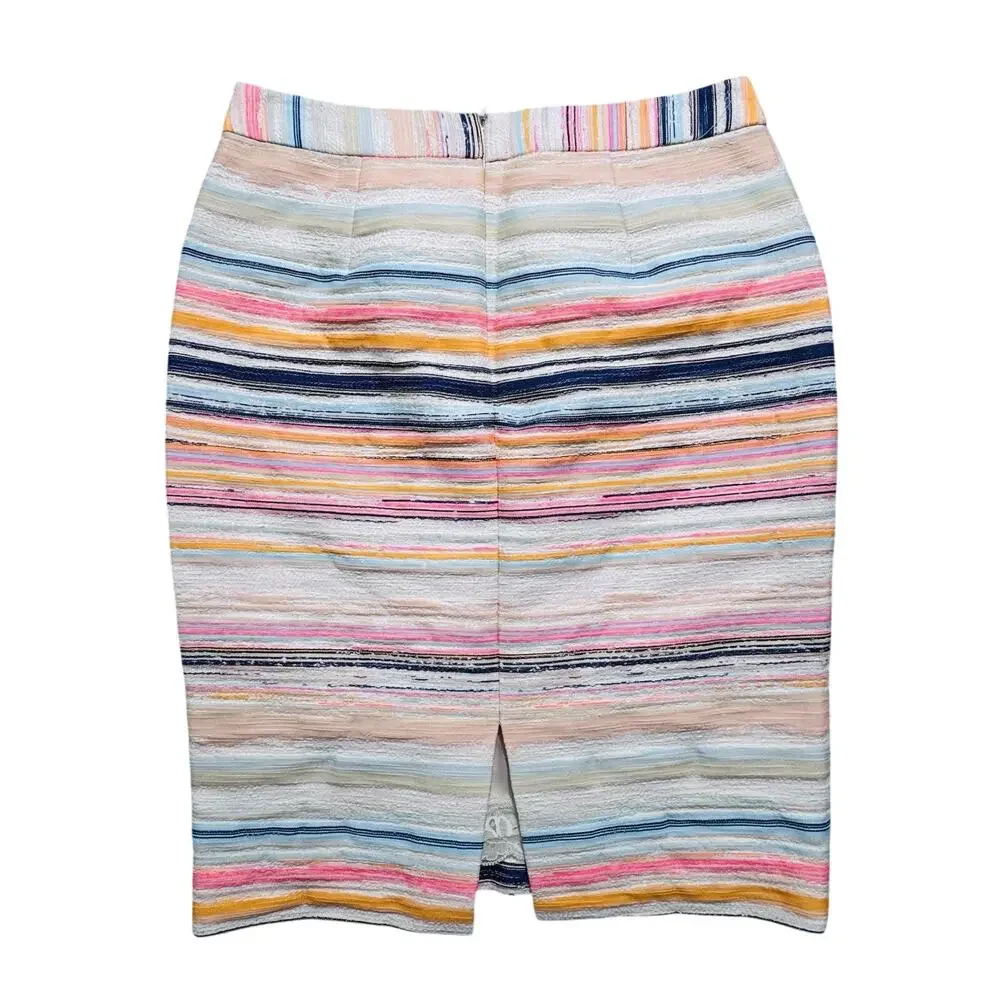 Trina Turk Colorful Striped Pencil Skirt Lined 4 Beachy Coastal Vaca